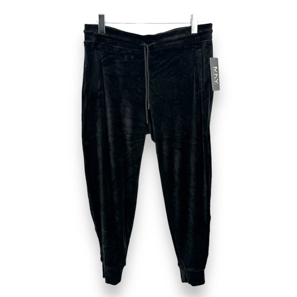 Marc New York joggers 1X black velvet pull on elastic waist pants lounge NEW